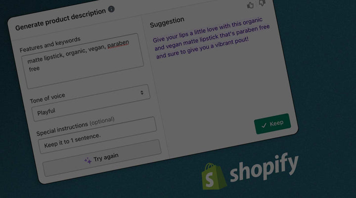 Easy AI product descriptions with Shopify Magic
