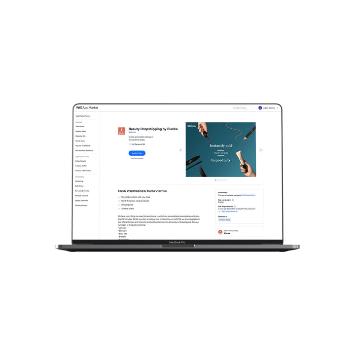 Connect Blanka with your Wix store for free in 1 click. Sync up your Wix orders and products all in 1 place.  Macbook pro mockup