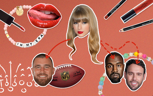 Playful collage featuring beauty products, pop culture icons, and trendy accessories, tying together music, sports, and private label branding for a creative campaign theme