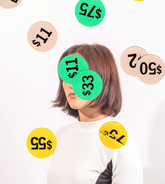 Price tags falling over woman