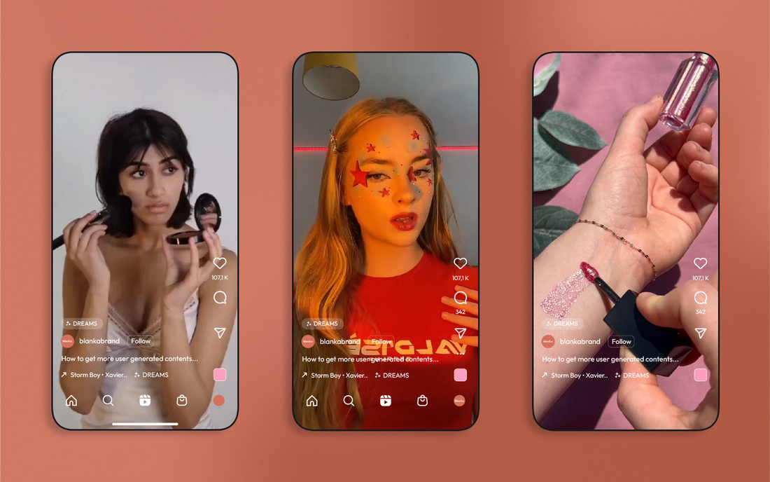  Three vibrant Instagram posts showcasing beauty influencers using products, highlighting the power of organic user-generated content for private label brand promotion