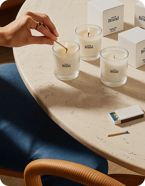 Candles being lit with your logo