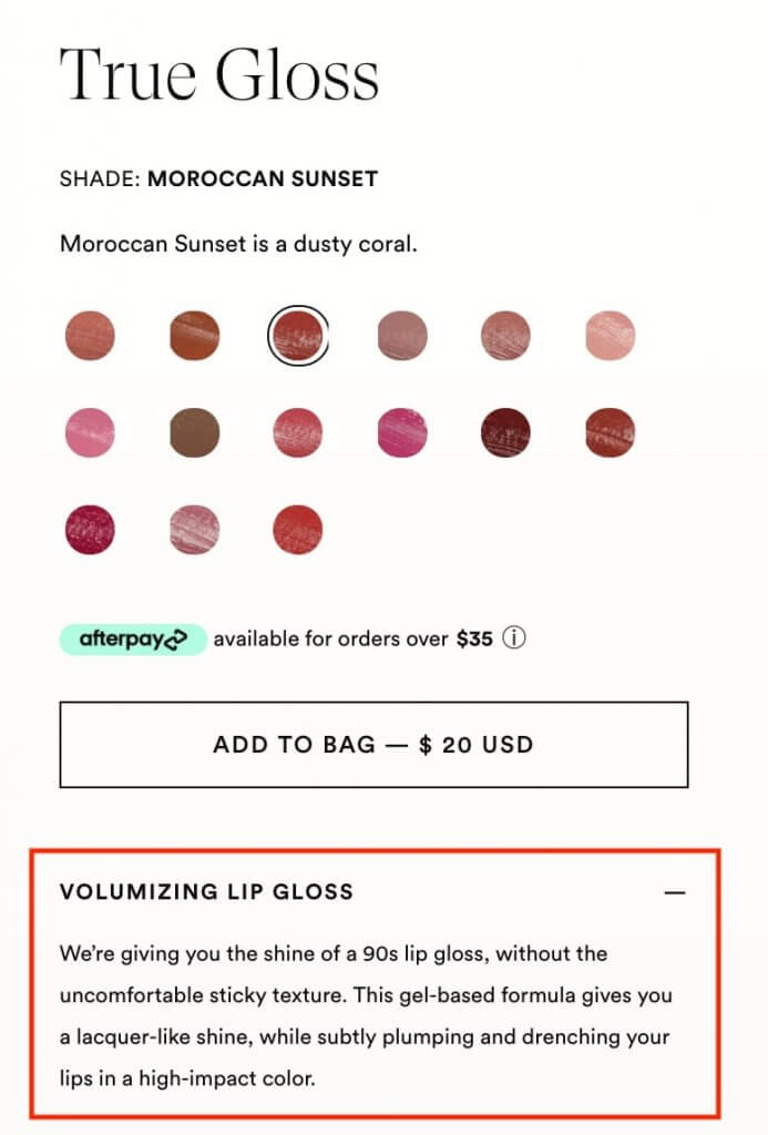 EM cosmetics highlights user experience in their product description